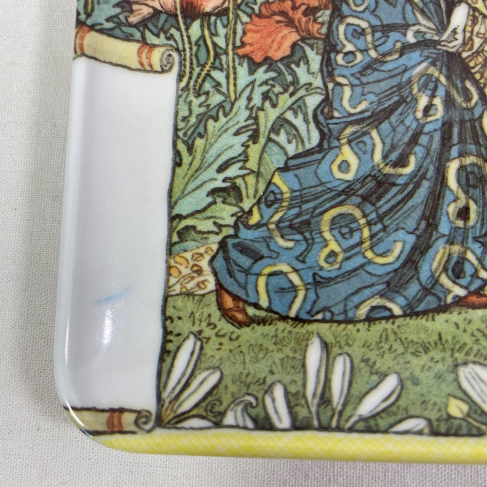 Decorative Crafts Woman in Garden July Juillet Melamine Trinket Dish Italy - Picture 4 of 5